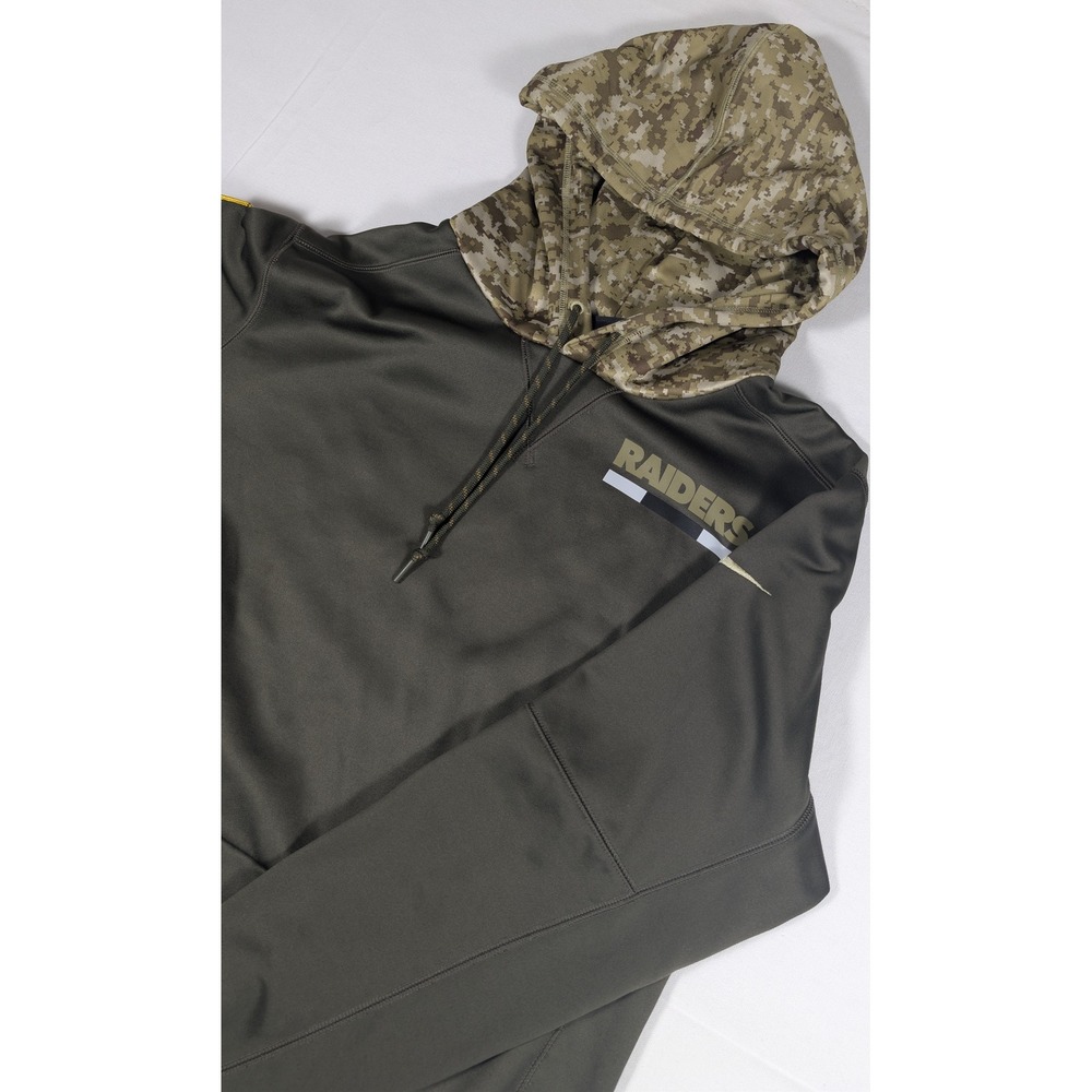 Nike NFL Raiders Salute to Service Hoodie Olive Green Camo Mens Large USA Patch